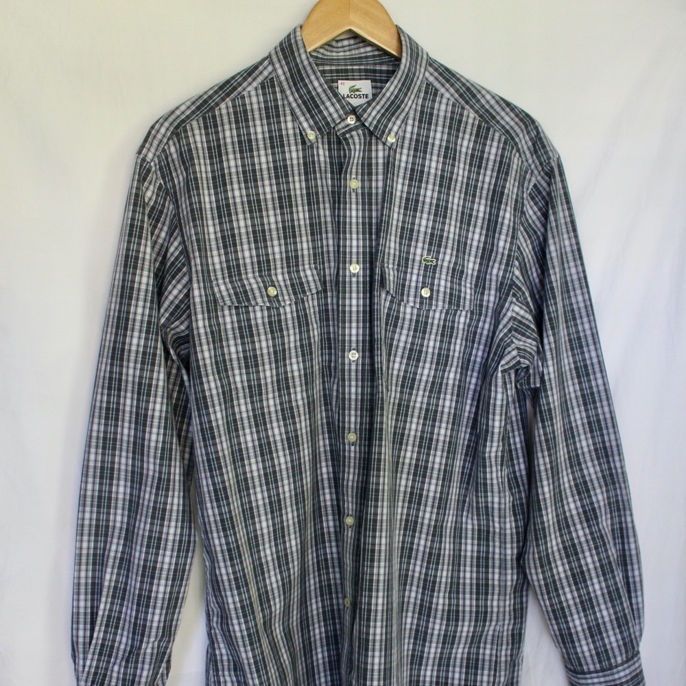 Lacoste Plaid Button Down Mens Shirt